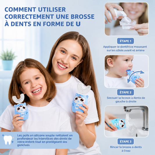 Brosse à dents en U pour enfants électrique 360°