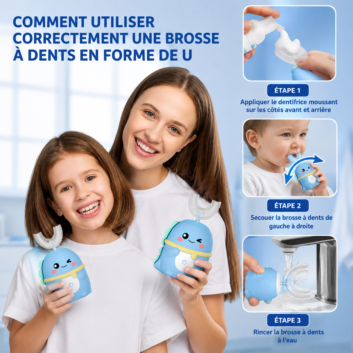 Brosse à dents en U pour enfants électrique 360°