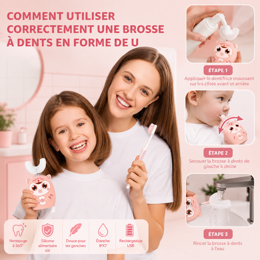 Brosse à dents en U pour enfants électrique 360°