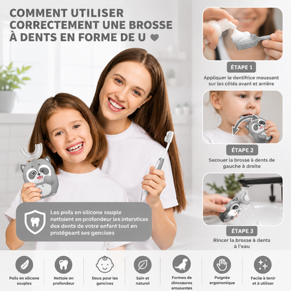 Brosse à dents en U pour enfants électrique 360°