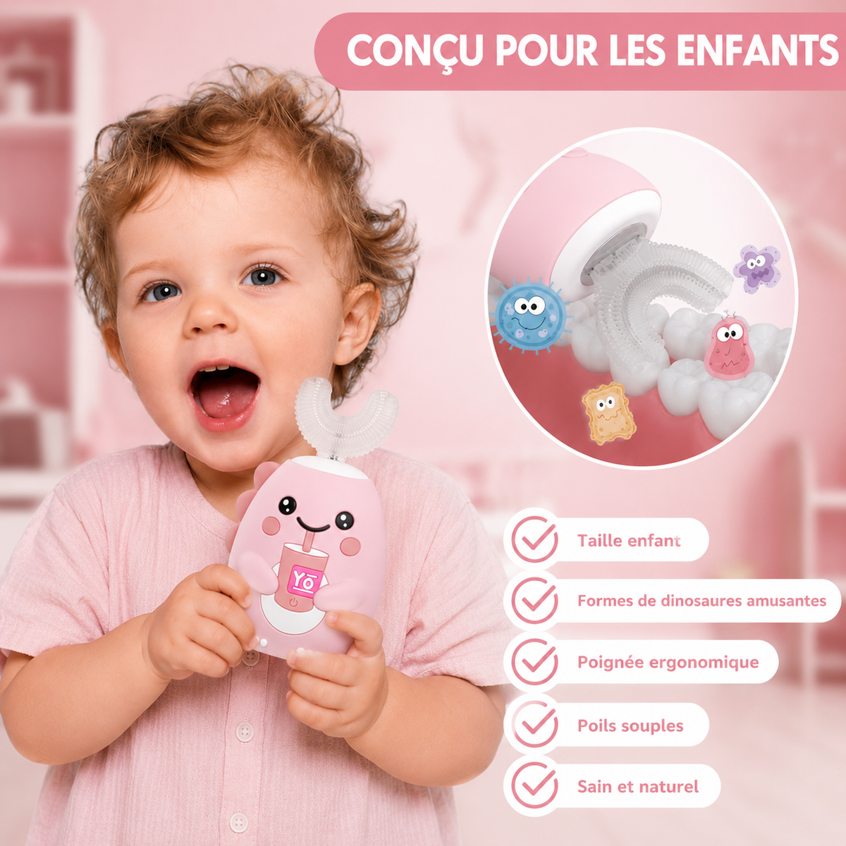 Brosse à dents en U pour enfants électrique 360°
