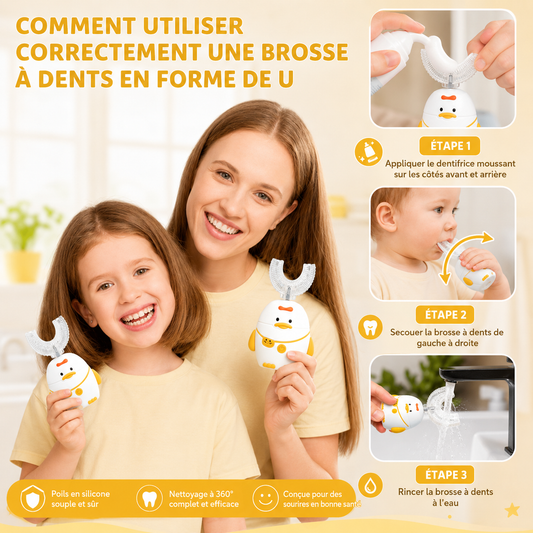 Brosse à dents en U pour enfants électrique 360°