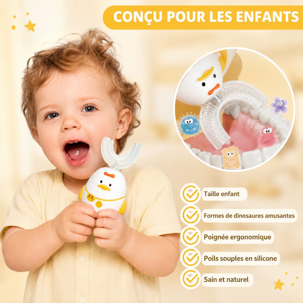Brosse à dents en U pour enfants électrique 360°