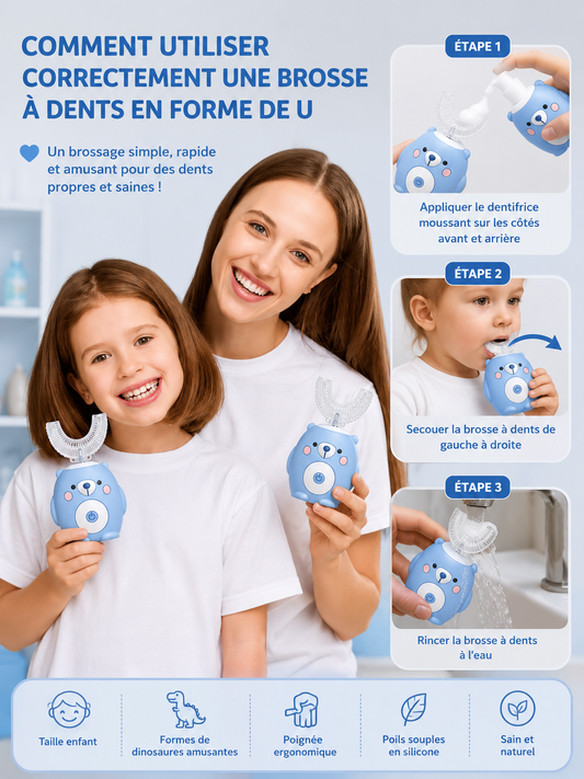 Brosse à dents en U pour enfants électrique 360°