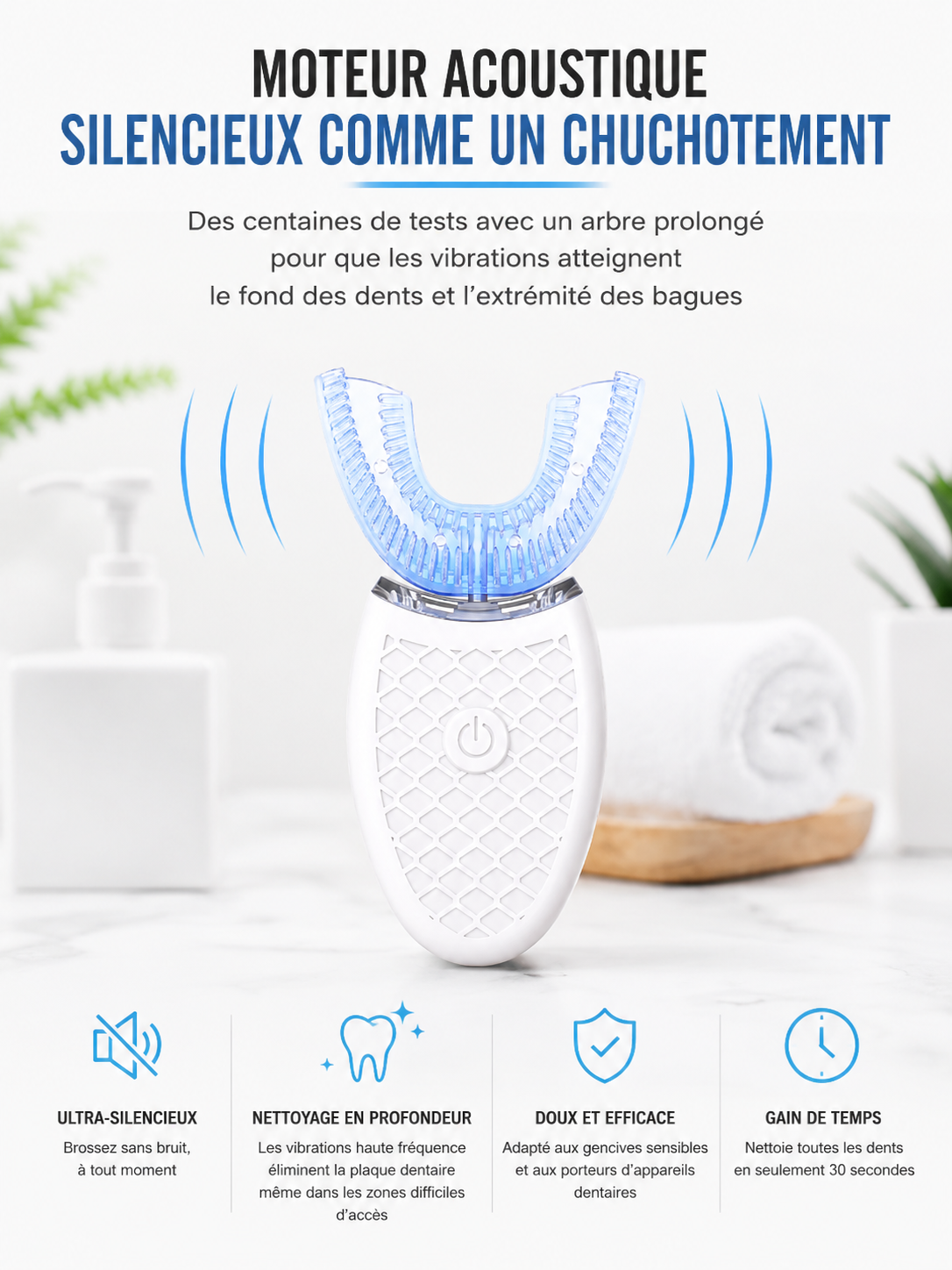 Brosse à dents intelligente de Type U, adulte
