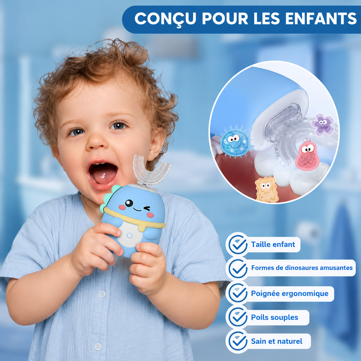 Brosse à dents en U pour enfants électrique 360°